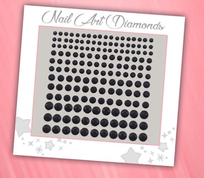 Nail Art Diamonds (165 Diamantjes Zwart) [Zelfklevend Nagel Steentjes Decoratie Versiering - Manicure Kunstnagels Nepnagels - Acryl Nagels Rhinestone Rhine Stones]