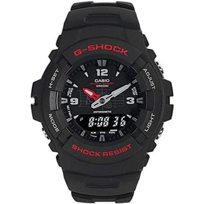 Casio 200 meter waterdicht kwartsuurwerk plastic band Japans en Koreaans horloge herenhorloge zwart wijzerplaat G100-1BV zwart