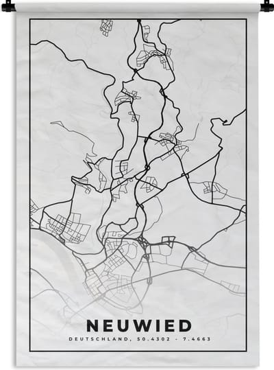 Wandkleed - Wanddoek - Stadskaart - Neuwied - Plattegrond - Kaart - 120x180 cm - Wandtapijt