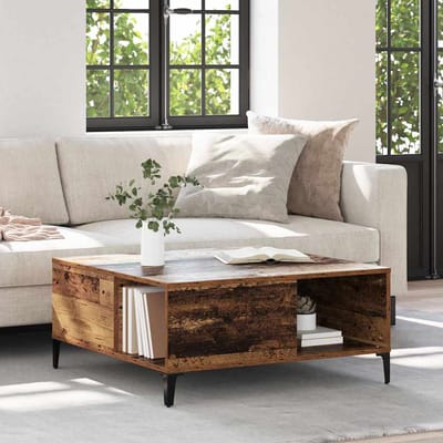 vidaXL - Salontafel - Oud - Hout - 80 - x - 80 - x - 36,5 - cm - Bewerkt - hout