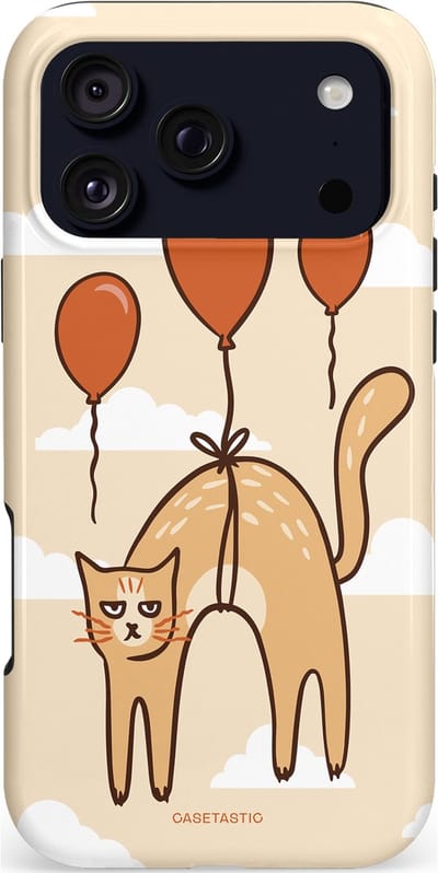 Casetastic hoesje geschikt voor Apple iPhone 17 Pro Max - MagSafe - Dubbellaagse bescherming - Kattenfeest Ballonnen - Fashion Case - Crème Wit Perzik