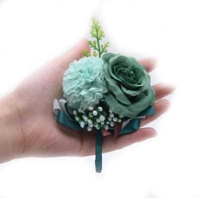 Bruiloft Boutonnieres - Kunstbloemen Revers - Feestelijke Aankleding - Herbruikbaar Satijn - 2 Stuks - Donkergroen