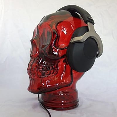 Hoofdtelefoonstandaard Schedel - Skull Stand - Hoofdtelefoon Opbergen - Glazen Schedel Design - 1 stuk - Rood