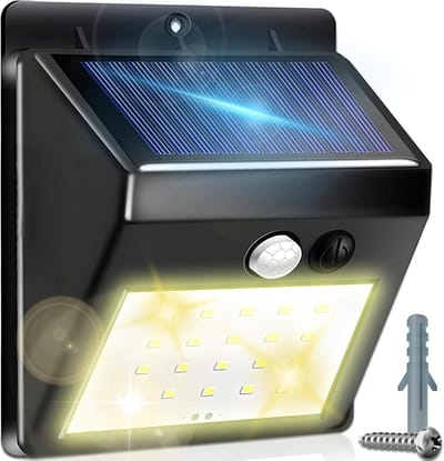 Motion Sensor Solar Powered Lights - Waterproof LED Solar Outdoor Light for Garden Wall - Super Bright Outdoor Safety Wall Light
