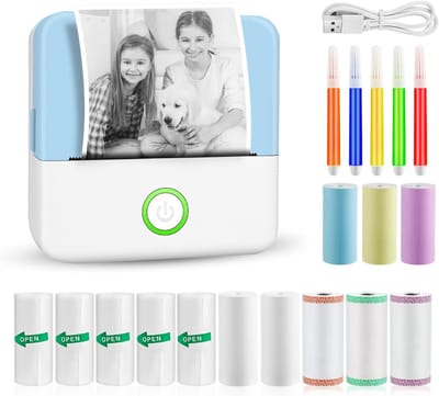 DYNA®Mini Printer Papier - Mini Printer voor Mobiel - Pocket Printer - Blauw/Wit - 9cm x 5cm x 9cm