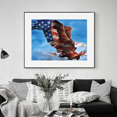 Diamond Painting Verenigde Staten Love Eagle Flag Animal Handgemaakte DIY Cross Stitch Borduren 20X30CM gray