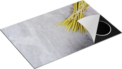 Chefcare Inductie Beschermer Sperziebonen op Grijze Marmer - 80x50 cm - Afdekplaat Inductie - Kookplaat Beschermer - Inductie Mat