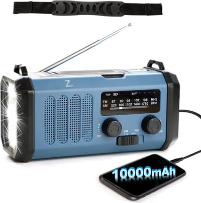Zpincsipo® Noodradio - Draagbare Radio - Noodradio Solar Opwindbaar - 10000mAh - Powerbank Zonneenergie - Waterdicht
