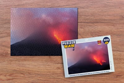 Puzzel Explosies in en lavastroom van de Siciliaanse Etna in Italië - Legpuzzel - Puzzel 500 stukjes