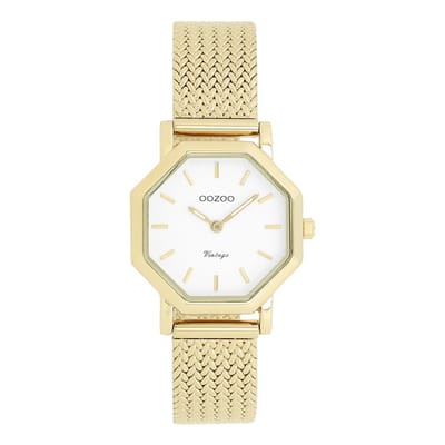 OOZOO Vintage series - Goudkleurige horloge met metalen v-mesh armband - C20436