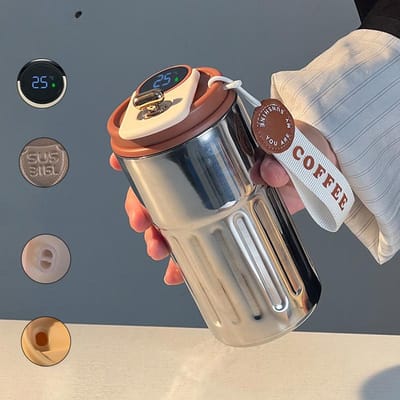 Tasse Thermos en Acier Inoxydable pour Bureau à Domicile Corde Accompagnante Tasse à Café Haut Niveau d'Apparence Tasse à Eau Portable Tasse Simple 420ml