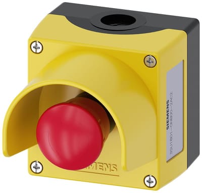 Siemens 3SU18010NB002AC2 3SU1801-0NB00-2AC2 Paddestoelschakelaar In behuizing, Met beschermde kraag Geel Draai-ontgrendeling 1 stuk(s)