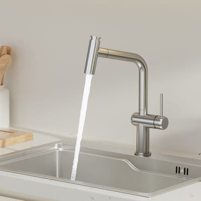CECIPA max Keuken kraan - Keukenkraan Met Uittrekbare Uitloop met 2 straalsoorten - 360° Draaibare Keukenkraan - Warm en Koud keuken kraan