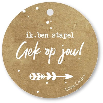 Tallies Cards - kadokaartjes  - bloemenkaartjes - Ik ben stapel gek op jou - Kraft Look a Like - set van 5 kaarten - valentijnskaart - valentijn  - moeder - mama - liefde - 100% Duurzaam