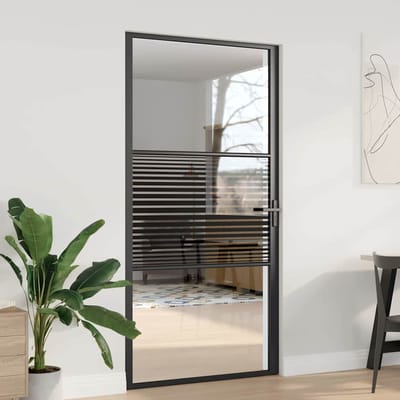 vidaXL - Glazen - deur - 102,5 - x - 3,5 - x - 201,5 - cm - Aluminium - Zwart