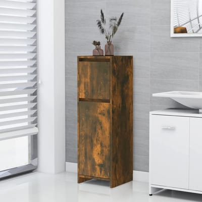 vidaXL - Badkamerkast - 30x30x95 - cm - bewerkt - hout - gerookt - eikenkleurig