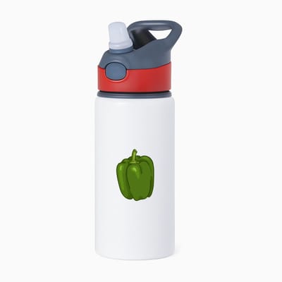 Hacebo® - Groene paprika waterfles met rietje rood - Groente - Groente liefhebbers - Paprika - vruchtgroente - puntpaprika - water fles - 650ML