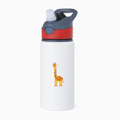 Hacebo® - Giraffen waterfles met rietje rood - Giraffe - Dieren liefhebbers - Zoogdier - dierentuin - safari - water fles - 650ML