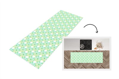 Keukenloper - Loper keuken - Groen - Sterren - Patronen - Cirkel - 150x50 cm - Keukenloper vinyl