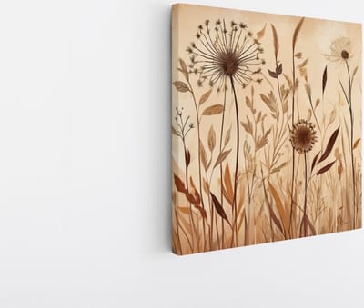Saammp Canvas Schilderij - Vintage Bloemen - Natuur -Abstract - 20x20 - Foto op canvas - Wanddecoratie - Muurdecoratie Woonkamer - Kantoor Decoratie