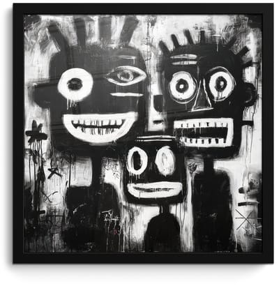 Poster in lijst - Fotolijst 40x40 cm - Posters - Schilderij - Figuren - Zwart - Abstract - Posterlijst zwart - Decoratie - Wanddecoratie woonkamer - Muurdecoratie slaapkamer