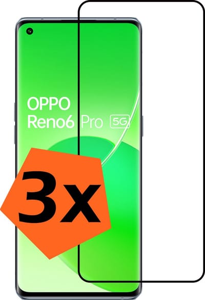 Screenprotector - 3 Stuks - Geschikt voor OPPO Reno 6 Pro - Full Cover - Gehard Glas - Beschermglas - Tempered Glass - Screen Protector
