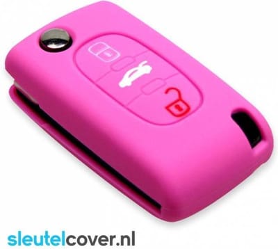 Autosleutel Hoesje geschikt voor Citroën - SleutelCover - Silicone Autosleutel Cover - Sleutelhoesje Roze