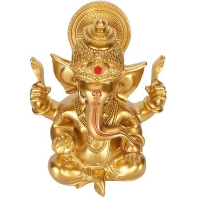 Indiase Ganesha Beeld Olifant Hindoe God Sculptuur Hars Decoratief Indiase Olifant God Ornament goud
