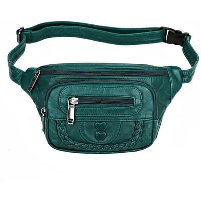 Nouveau Sac de Taille pour Femmes Multi-Poches Amour Tressé Sac de Poitrine pour Femmes Sac Maman black