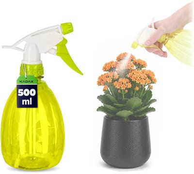 KADAX Plantenspuit van kunststof, 0,5 l, spuitfles, verstuiver, sproeier, voor keuken, badkamer, water, spuitapparaat, trigger watersproeier (geel)