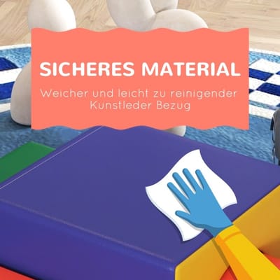 YYchan Zachte Speelblokken - 4-delige Foam Klim- en Glijset - Kunstleer - Multicolor - 1-3 jaar