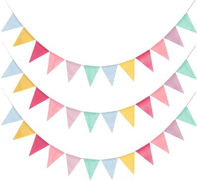 Set van 3 Waterbestendige Regenboog Vlaggenslingers voor Feest en Buiten