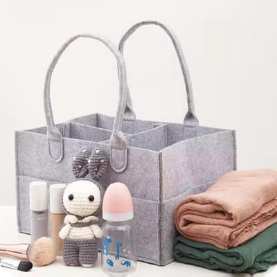 Grote Vilten Luiertas Organizer & Opbergmand - Inclusief 5 Vakken - Draagbaar voor Babyaccessoires en Luiers