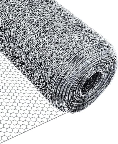 Draadomheining Zeshoekige Afrastering Konijnengaas Kippengaas Maaswijdte 25 mm Hoogte 100 cm Lengte 50 m Verzinkt Zilver - 100 cm hoog - 50 meter lang