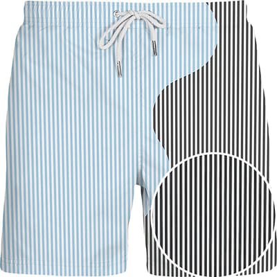 SEA'SONS - Zwembroek Heren - Kleurveranderend - Gestreept - Donker Grijs Blauw - Maat S