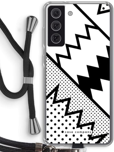 Case Company® - Hoesje met koord geschikt voor Samsung Galaxy S21 FE hoesje met Koord - Pop Art #5 - Telefoonhoesje met Zwart Koord - Bescherming aan alle Kanten en Over de Schermrand