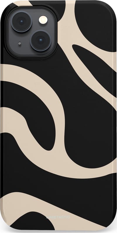 Casetastic hoesje geschikt voor Apple iPhone 14 Plus - MagSafe - Dubbellaagse bescherming - Zwart Zand Organische Golven - Fashion Case - Zwart Zand
