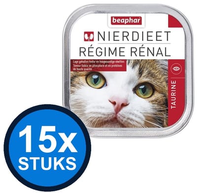 15x Beaphar - nierdieet kat taurine 100gr - Kattenvoer Natvoer - 100 g