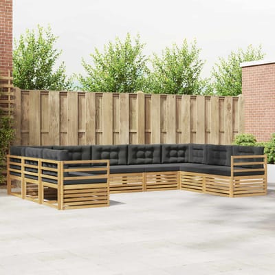 vidaXL - Buiten - bank - set - 9 - st - Wit - en - antracietkleurig