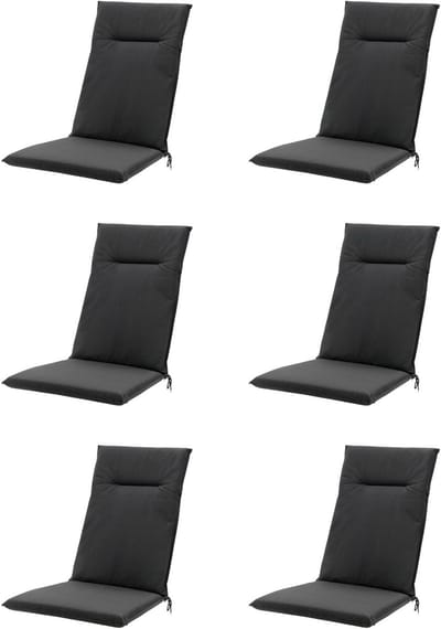 Madison - Tuinkussens - Hoge Rug - 6 st - Eco Phantom Black - 123x50cm - Zwart - Met lint