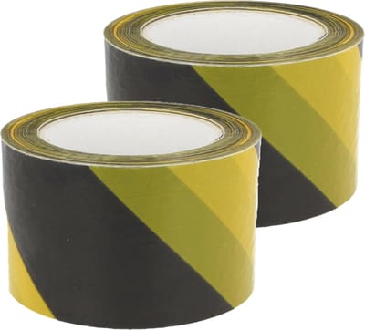 AMIG Afzetlint - 2x - geel/zwart - 70 mm x 200 m - polyethyleen - markeerlint - afzettape