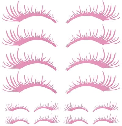Dailygoods- Wimper Stickers 8 Paar - Roze PVC - Uniek Wimpervorm Ontwerp - Auto Stickers - Decoratie voor Auto's - Duurzaam Materiaal - Autostickers