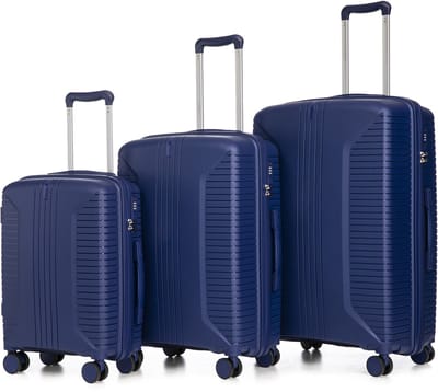 Kofferset 3-Delig - Hardcase Koffer - Spinner Koffer - Reiskoffer Set - Krasbestendig - Polypropyleen - Cijferslot - Vakantie - 20 24 28 Inch - 3 Stuks - Blauw