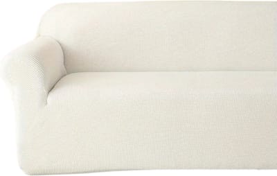 Livano Bankhoes - Bankbeschermer - Stretch - Sofa Cover - Effen - Wit - Enkel