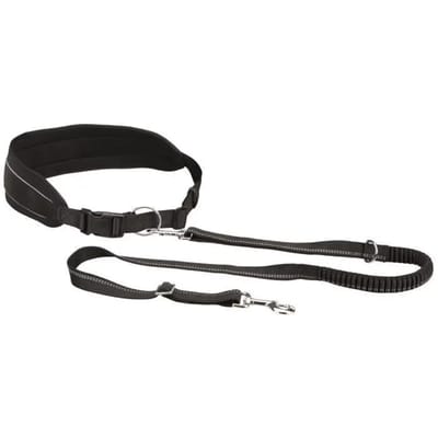 Trixie Taille riem with leash neoprene padded belt: 70-130 cm/9 cm leash: 1.20-1.50 m/25 mm graphite/black