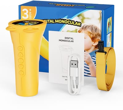 Microscoop - Microscoop voor kinderen - Digitale-Monoculair-voor-Kinderen - 10x-Vergroting - 2-Inch-IPS-Scherm - 2MP-Foto-&-Video - Inclusief-32GB-SD-Kaart - 1000m-Bereik- Vakantiecadeaus - geel