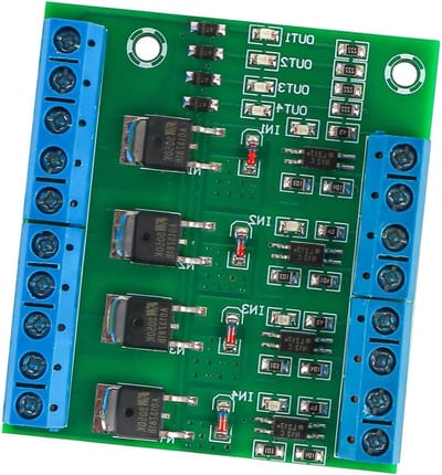 Optocoupler Motor Driver - MOSFET Module - Motor Aansturing - 4 Kanaals Controle - 10A Per Kanaal - Groen