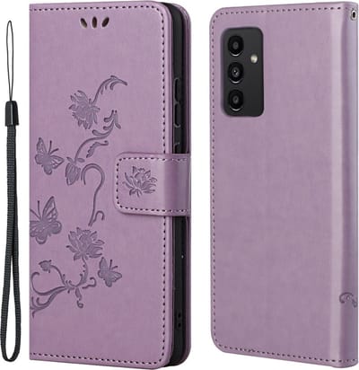 Coverup Hoesje - Geschikt voor Samsung Galaxy A13 4G Hoesje - Coverup Bloemen & Vlinders Book Case - Lila