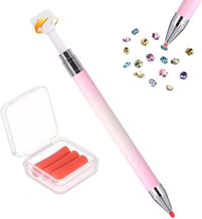 Huntex Diamond Painting Pen - Navulbare Pen - Ergonomische Grip - ook voor Nail Art - Roze/Wit