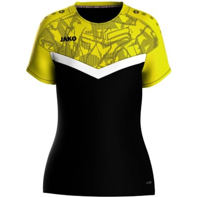 Jako Iconic T-Shirt Dames - Zachtgeel / Zwart | Maat: 34